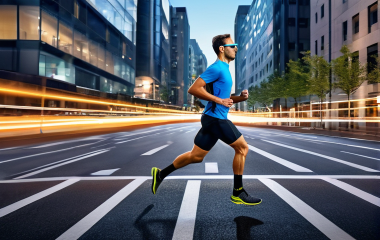 러닝 기록 어플 비교 - **Prompt:** A diverse group of three enthusiastic runners (two women and one man, all in their 30s) ...