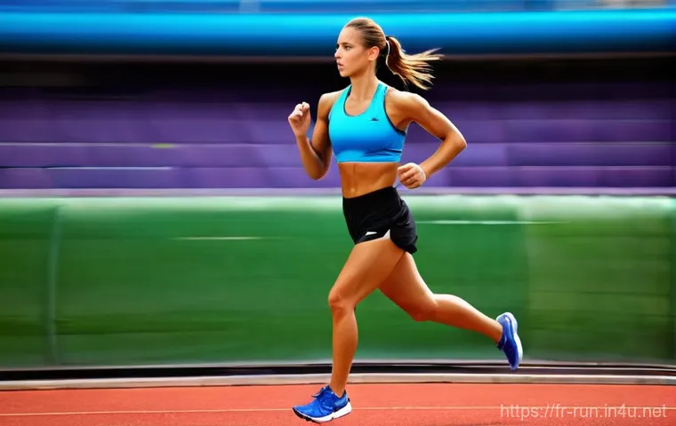 러닝 속도 증가 훈련법 - **Prompt 1: Dynamic Interval Training Session**
    "A female athlete, in her mid-20s, with a powerf...