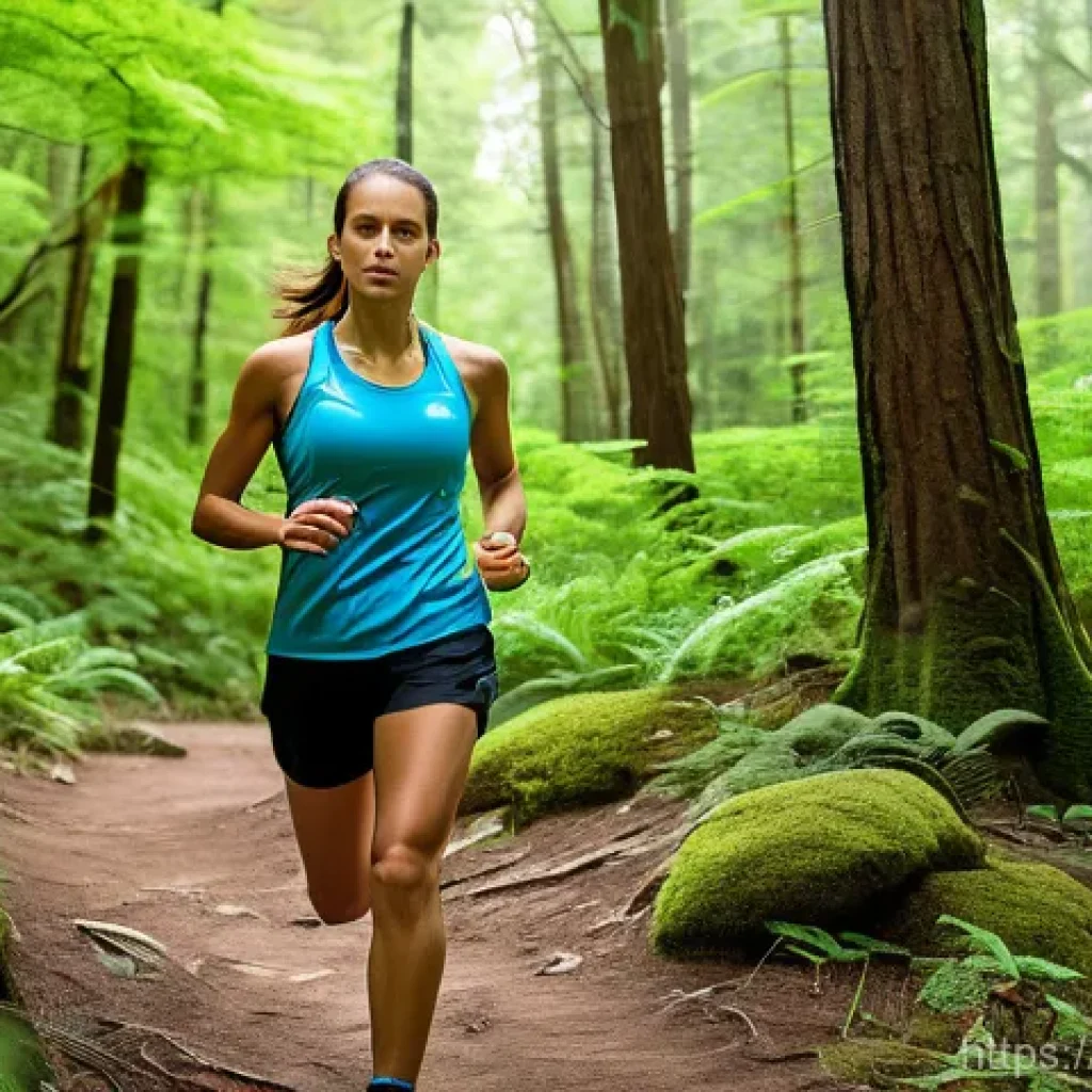 러닝 대회 경로 사전 답사법 - **A determined female trail runner during a course reconnaissance.**
    A dynamic, full-body shot o...