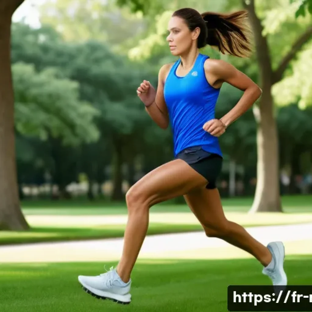 러닝화 힐드롭 수치 비교 - **Low Drop / Minimalist Running (0-4mm)**
    A dynamic female runner, captured mid-stride, demonstr...