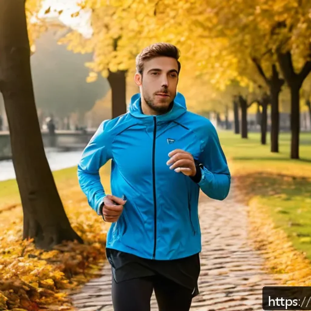 러닝 초보자를 위한 스마트워치 활용법 - A young adult runner in a French urban park setting during early morning, wearing lightweight runnin...